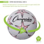 Champion Sports Viper Soccer Ball, Size 4 – Soft Touch TPU Cover, Airlock Bladder – Ages 8-12 – Red/Black/White