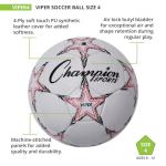 Champion Sports Viper Soccer Ball, Size 4 – Soft Touch TPU Cover, Airlock Bladder – Ages 8-12 – Red/Black/White