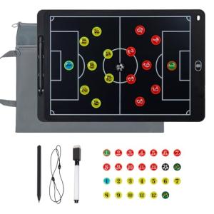 16 inch LCD Soccer Coaching Board, Magnetic Electronic Soccer Coach Board, Soccer Strategy Board with Stylus Pen, Dry Erase Markers and Carry Bag, Tactical Board Training Equipment