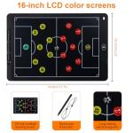 16 inch LCD Soccer Coaching Board, Magnetic Electronic Soccer Coach Board, Soccer Strategy Board with Stylus Pen, Dry Erase Markers and Carry Bag, Tactical Board Training Equipment