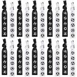 Hanaive 20 Pcs Soccer Hair Ties Elastic Ponytail Holders Football No Crease Ribbon Party Accessories for Girls Women Team Members(Black and White)