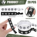 Hanaive 20 Pcs Soccer Hair Ties Elastic Ponytail Holders Football No Crease Ribbon Party Accessories for Girls Women Team Members(Black and White)