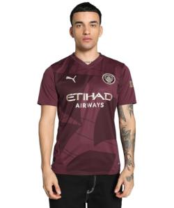 Men’s Manchester City FC 2024/25 Replica Third Soccer Jersey - Burgundy - Size: M