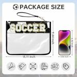 Soccer Gifts Makeup Bag with Chenille Letter Patch, for Boys 8-12 Football Stuff Kids Soccers Bag coach gifts Soccer Training Equipment Chenille Letter Clear Zipper Toiletry Pouch