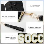 Soccer Gifts Makeup Bag with Chenille Letter Patch, for Boys 8-12 Football Stuff Kids Soccers Bag coach gifts Soccer Training Equipment Chenille Letter Clear Zipper Toiletry Pouch