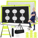 hoerlar Kids Soccer Goals for Backyard Set of 2-6x4 ft Portable Pop Up Soccer Nets Training Equipment with Soccer Ball, Ladder, Cones, Ideal Birthday for Kids Ages 3-5 6-8 8-10 10-12