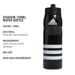 adidas 750 ML (28 oz) Stadium Refillable Plastic Sport Water Bottle, Black/White, One Size