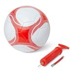 Amazon Basics Durable PVC Soccer Ball with Pump for Training and Practice, Indoor Outdoor Use, White and Red, Size 5