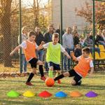 Boyiee Practice Equipment 60 Disc Cones Agility Soccer Cones and 36 Nylon Mesh Pinnies Scrimmage Vests Team Practice Jersey with Carry Bag and Holder for Sports Training Basketball Football Coaching