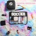 BuyCard 2 Pcs Soccer Gifts Makeup Bag with Chenille Letter Patch, Clear Cosmetic Pouch PVC Organizer Purse, Waterproof Travel Bag, Portable Toiletry Storage Bag for Her Girls Friends Women