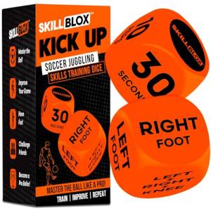 SKILL BLOX Soccer Kick Up Training Dice (2 pcs) - Football Soccer Gifts - Soccer Ball Juggling Skills. Gifts for Boys and Girls. Kick Ups Training