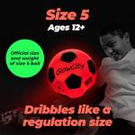 GlowCity Glow in The Dark Soccer Ball | Light Up Indoor/Outdoor Soccer Ball with 2 LED Lights | Pre-Installed Batteries | Fun Gift for Teens