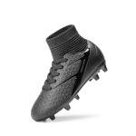DREAM PAIRS Boys Girls Soccer Cleats Youth Firm Groud Outdoor Sport Athletic High Top Football Shoes for Little/Big Kid,Size 6 Big Kid,All/Black,HZ19002K