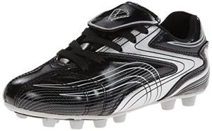 Vizari Striker FG Soccer Shoes | Firm Ground Cleats for Outdoor Surfaces and Fields | Lightweight and Easy to wear Youth Outdoor Soccer Cleats | Black/Silver | 8 Toddler
