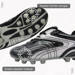 Vizari Striker FG Soccer Shoes | Firm Ground Cleats for Outdoor Surfaces and Fields | Lightweight and Easy to wear Youth Outdoor Soccer Cleats | Black/Silver | 8 Toddler