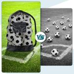 Heavy Duty Soccer Ball Net Bag (100L Large Capacity 10-12Balls), Drawstring Mesh Ball Bag with Zipper Pocket, Sports Equipment Storage Organizer Hold for Gym, Cloth, Beach, Swimming Gears (1PC)