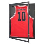 PKHROR Jersey Frame Display Case Large Lockable Sports Jersey Frame Shadow Box with 98% Uv Protected Acrylic and Hanger for Baseball Basketball Football Soccer Hockey Sport Shirt Linen Black
