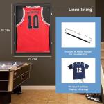 PKHROR Jersey Frame Display Case Large Lockable Sports Jersey Frame Shadow Box with 98% Uv Protected Acrylic and Hanger for Baseball Basketball Football Soccer Hockey Sport Shirt Linen Black