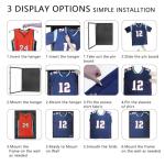 PKHROR Jersey Frame Display Case Large Lockable Sports Jersey Frame Shadow Box with 98% Uv Protected Acrylic and Hanger for Baseball Basketball Football Soccer Hockey Sport Shirt Linen Black