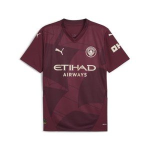 Men’s Manchester City FC 2024/25 Replica Third Soccer Jersey - Burgundy - Size: M