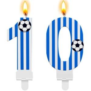 MTLEE Soccer Birthday Candles Decoration 10th Soccer Themed Cake Topper Football Birthday Candles for Sport Party Celebrations