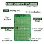 Soccer Clipboard for Coaches, Dry Erase Clipboard, Double Sided Lineup Coach Whiteboard with Whistle and Markers – Soccer Coaching Equipment Playbook Board Gear, Coaching Tactics Board