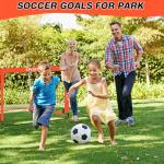 2 Pack 4' x 3' Soccer Goal Net Set, Pop Up Kids Practice Soccer Goals for Indoor and Outdoor.Portable Soccer Net with Carrying Bag & Ground Pegs, Perfect for Backyard, Field, Court (Orange)