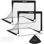 SONGMICS Kids Soccer Goals for Backyard, 4x3 ft Portable Soccer Nets Training Equipment, Toddler Soccer Goal with Carrying Bag, for Field, Black USZQ122B02