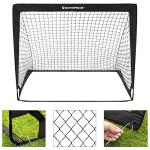 SONGMICS Kids Soccer Goals for Backyard, 4x3 ft Portable Soccer Nets Training Equipment, Toddler Soccer Goal with Carrying Bag, for Field, Black USZQ122B02