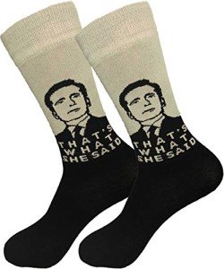 Balanced Co. That's What She Said Dress Socks Michael Scott Funny Socks Crazy Socks Casual Cotton Crew Socks (Gray)