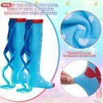 Tarpop 2 Pairs Fun Silly Wacky High Socks Compression Unicorn Mermaid Socks with Wigs Novelty Crazy Funny Gift for Kids Woman(Mermaid Style) Red,Blue