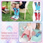 Tarpop 2 Pairs Fun Silly Wacky High Socks Compression Unicorn Mermaid Socks with Wigs Novelty Crazy Funny Gift for Kids Woman(Mermaid Style) Red,Blue