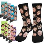 AnnHomeArt Custom Face Socks Personalized Funny Socks with Picture for Men Women Father's Day Gifts,Medium