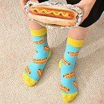 Dsia Zamur 6 Pack Boys Girls Novelty Food Socks + Gift Box, Kids Colorful Athletic Calf Crew Socks for Children Sons Pizza Pineapple Pumpkin Pie Sushi Popcorn Hot Dog Lovers