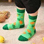 Dsia Zamur 6 Pack Boys Girls Novelty Food Socks + Gift Box, Kids Colorful Athletic Calf Crew Socks for Children Sons Pizza Pineapple Pumpkin Pie Sushi Popcorn Hot Dog Lovers