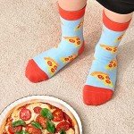 Dsia Zamur 6 Pack Boys Girls Novelty Food Socks + Gift Box, Kids Colorful Athletic Calf Crew Socks for Children Sons Pizza Pineapple Pumpkin Pie Sushi Popcorn Hot Dog Lovers