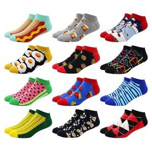 GLCMXMART Mens Ankle Socks, Fun Crazy Funny No Show Low Cut Novelty Cute Funky Colorful Silly Cool Pattern Wanky Goofy Character Unique Weird Graphic Food Socks