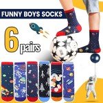 Anlisim Boys Kids Socks Fun Crazy Novelty Funny Silly Space Crew Cotton Teenage Boy Children Socks 6 Pairs Birthday Gifts Stocking Stuffers(Rocket & Space,3-5Y)