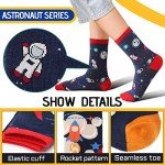 Anlisim Boys Kids Socks Fun Crazy Novelty Funny Silly Space Crew Cotton Teenage Boy Children Socks 6 Pairs Birthday Gifts Stocking Stuffers(Rocket & Space,3-5Y)