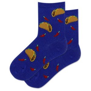 Hot Sox boys Food Novelty Crew Casual Sock, Tacos (Dark Blue), 6 12 US