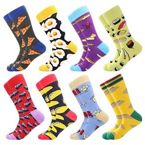BONANGEL Mens Dress Socks Fun Funny Colorful Crazy Crew Dress Socks For Men 9-12