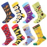 BONANGEL Mens Dress Socks Fun Funny Colorful Crazy Crew Dress Socks For Men 9-12