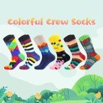 BONANGEL Mens Dress Socks Fun Funny Colorful Crazy Crew Dress Socks For Men 9-12