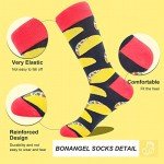 BONANGEL Mens Dress Socks Fun Funny Colorful Crazy Crew Dress Socks For Men 9-12