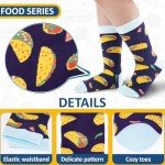 Dsia Zamur 6 Pack Boys Girls Food Socks + Gift Box, Novelty Funny Calf Crew Socks for Grandsons Hamburger Cake Pie Ice Cream Taco Popcorn Donut Lovers for 7-10 Years Old Kids