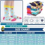 Dsia Zamur 6 Pack Boys Girls Food Socks + Gift Box, Novelty Funny Calf Crew Socks for Grandsons Hamburger Cake Pie Ice Cream Taco Popcorn Donut Lovers for 7-10 Years Old Kids