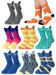 Bunnycool 8 Pairs Funny Fish Socks for Kids Silly Socks Day Crazy Clownfish Shark Cotton Crew Christmas Gift for Boys Girls(7-10 Years)