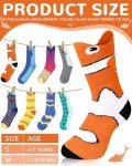 Bunnycool 8 Pairs Funny Fish Socks for Kids Silly Socks Day Crazy Clownfish Shark Cotton Crew Christmas Gift for Boys Girls(7-10 Years)