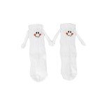 Family Matching Holding Hands Socks, Novelty Funny Magnetic Mid-Tube Socks, Parents Children Smile Socks (1 Pair Kids White, L/6-9 Years)