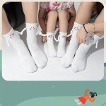 Family Matching Holding Hands Socks, Novelty Funny Magnetic Mid-Tube Socks, Parents Children Smile Socks (1 Pair Kids White, L/6-9 Years)